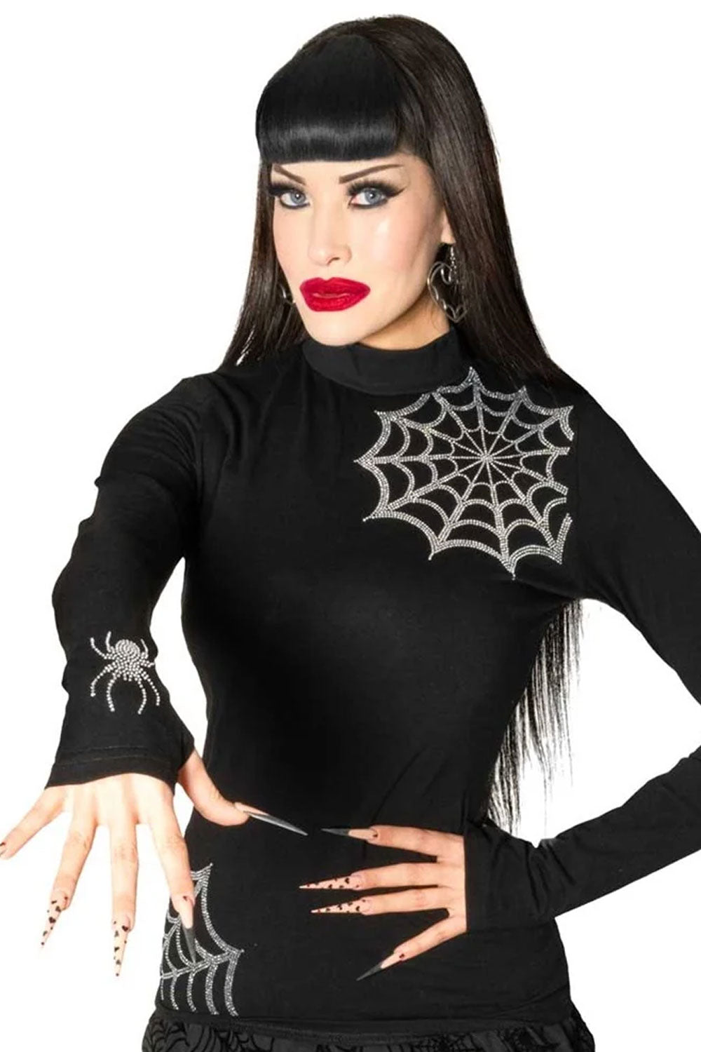 Spiderweb Sparkle Long Sleeve Top from Kreepsville