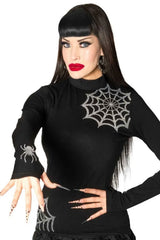 Spiderweb Sparkle Long Sleeve Top from Kreepsville