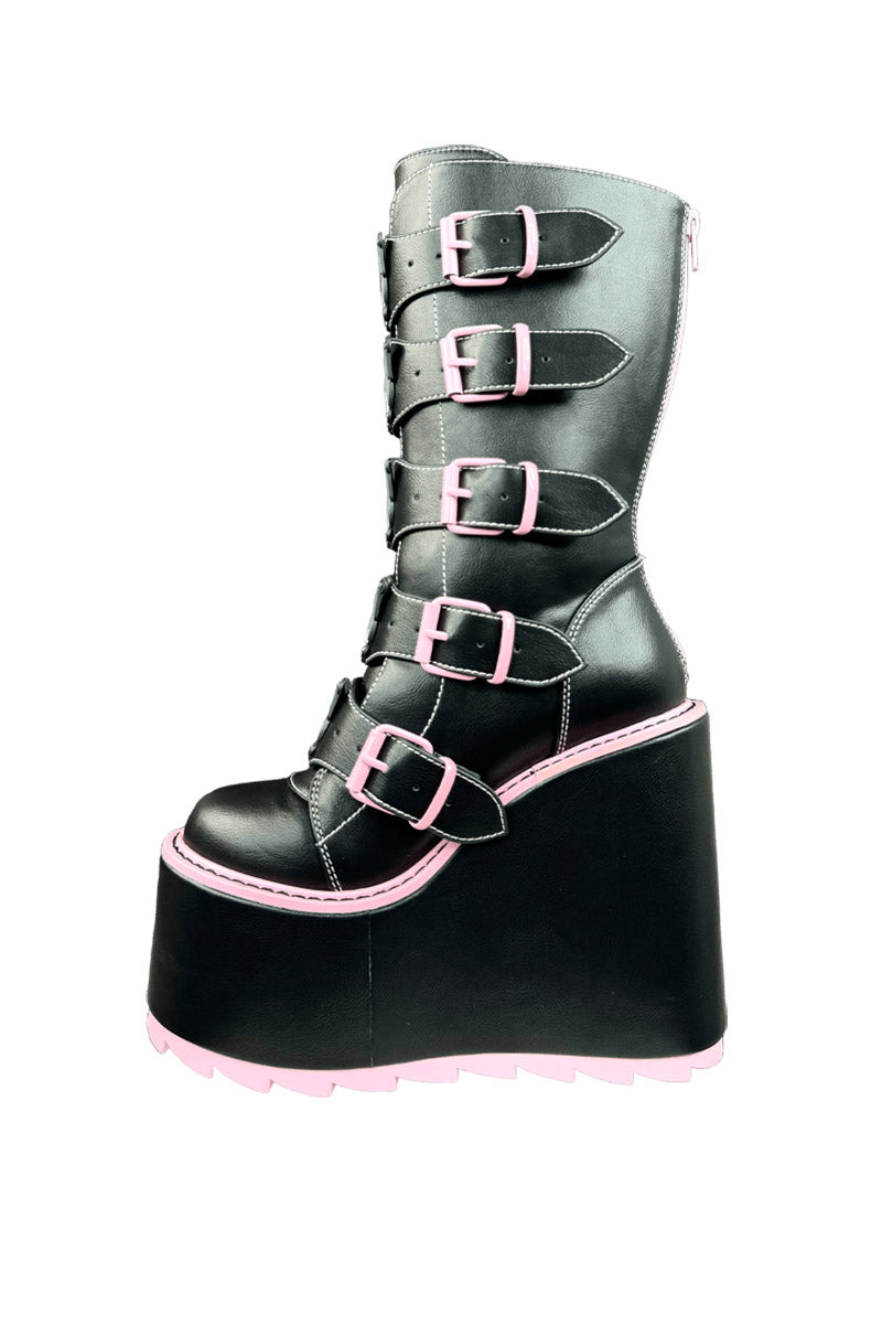 pastel pink and black bubblegum goth boots