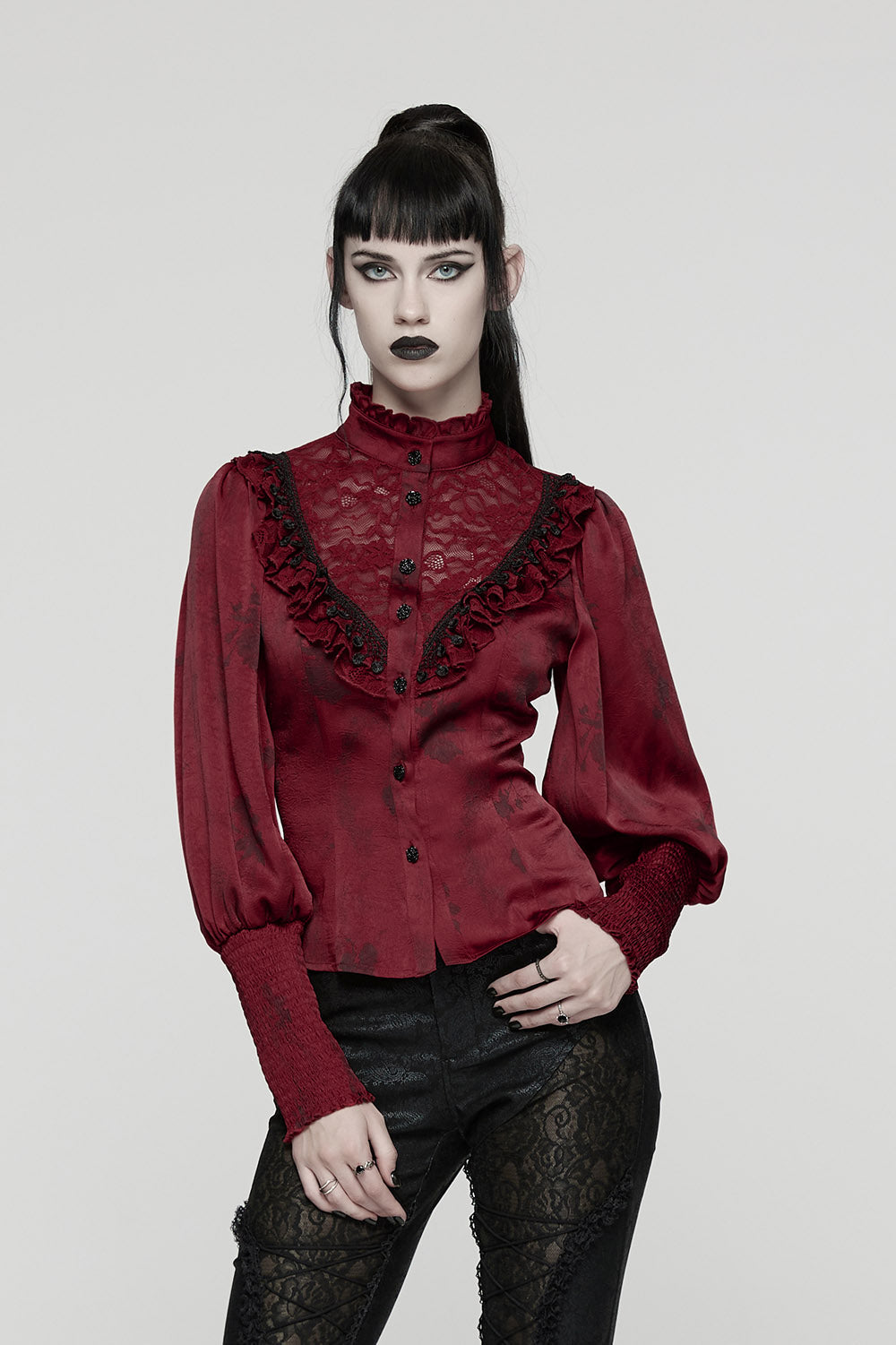 billowy sleeve red gothic top