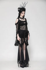 long trumpet sleeve mesh witchy top 