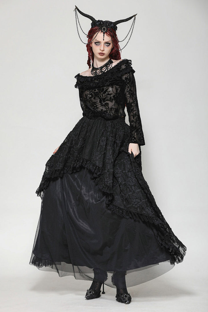 dark cottagecore long sleeve blouse