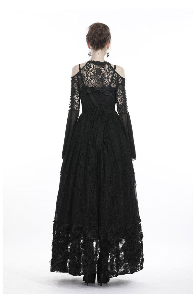 black lace flared sleeve gothic cardigan