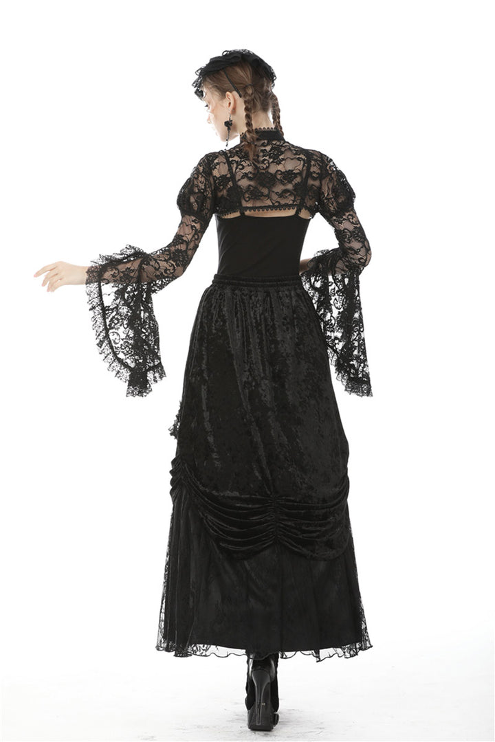 womens black lace floral shrug