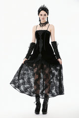 Dark In Love gothic dress with intricate long embroidery and lace trimming at the bust