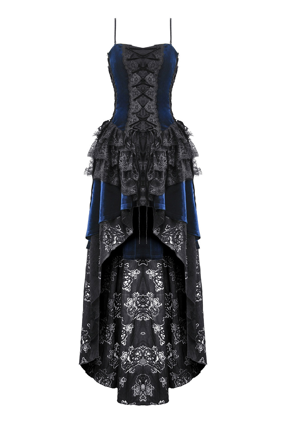 ruffled long maxi dress with back train