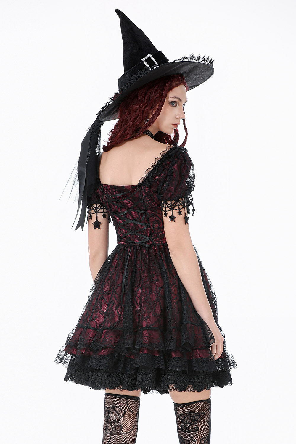 romantic black and red sweetheart neckline dress