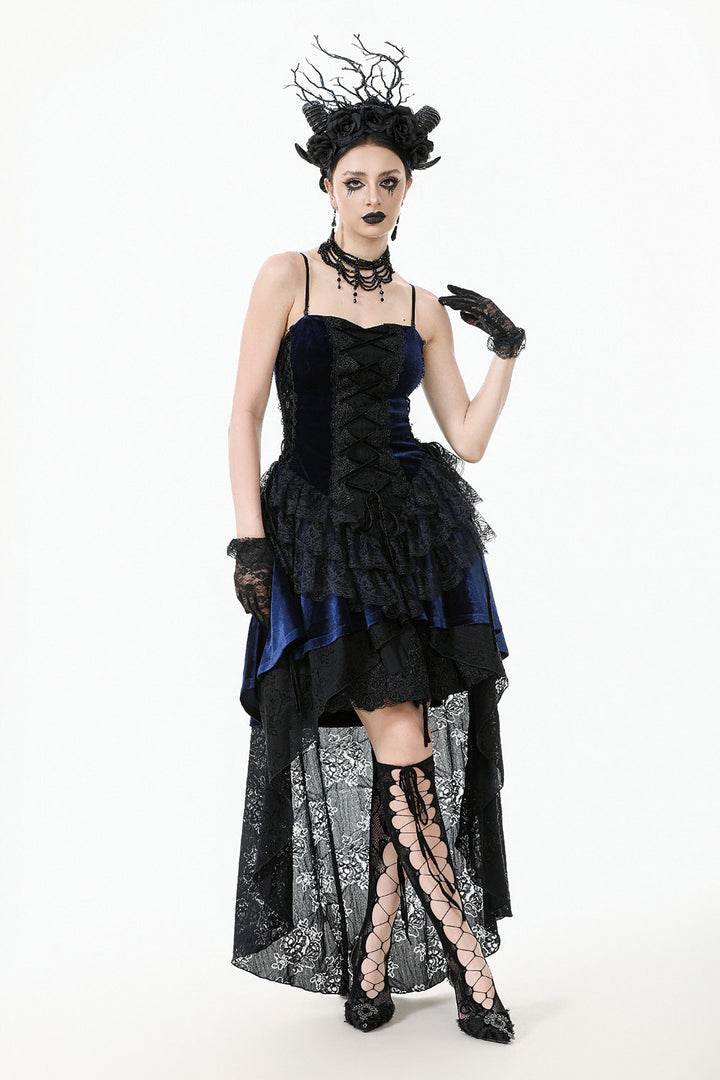 womens dark blue velvet gothic dress
