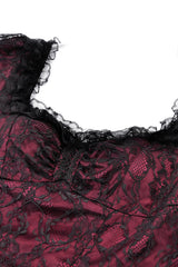 ruffled black and red sweetheart neckline dress  with embroidered moon sleeves