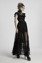 ruffled sleeve mesh skirt dress