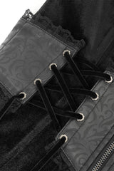 embroidered black velvet lace-up jacket