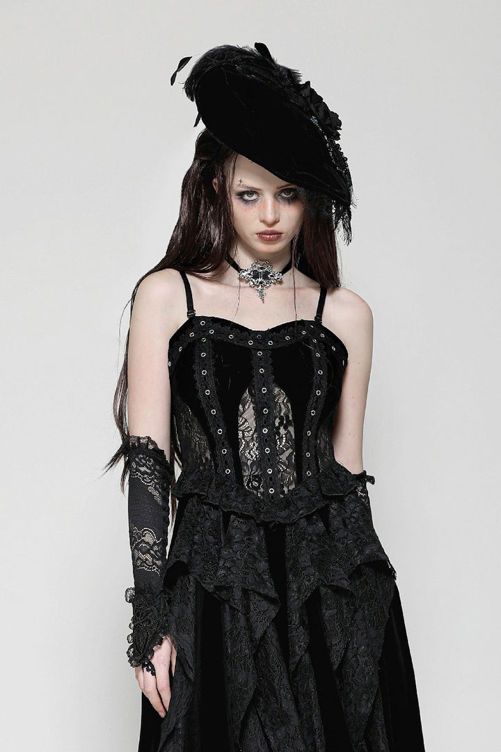 womens lace hollow-out corset dress