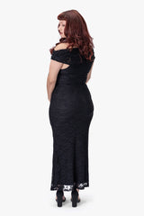 elegant floral lace off the shoulder gothic dress