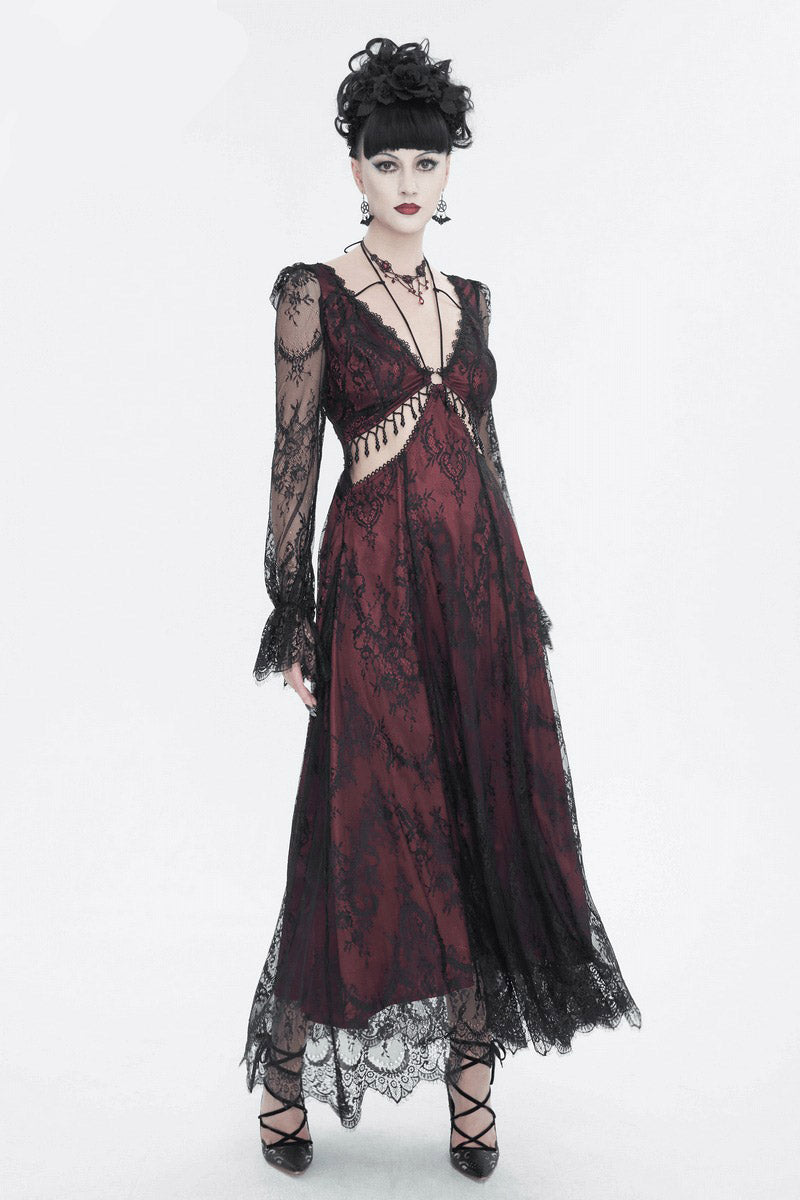 womens lace hem gothic gown