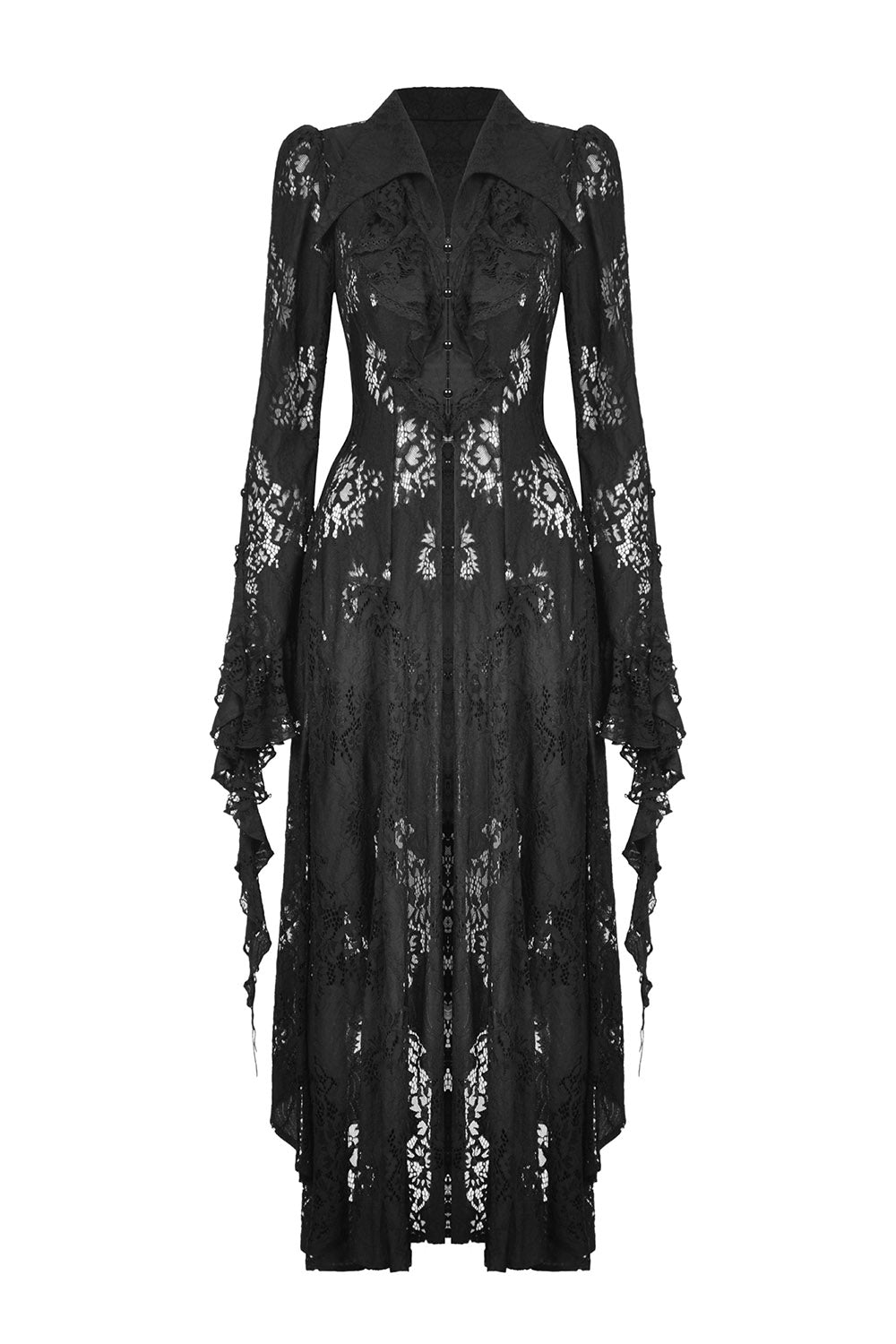 ruffled lace buttoned up duster