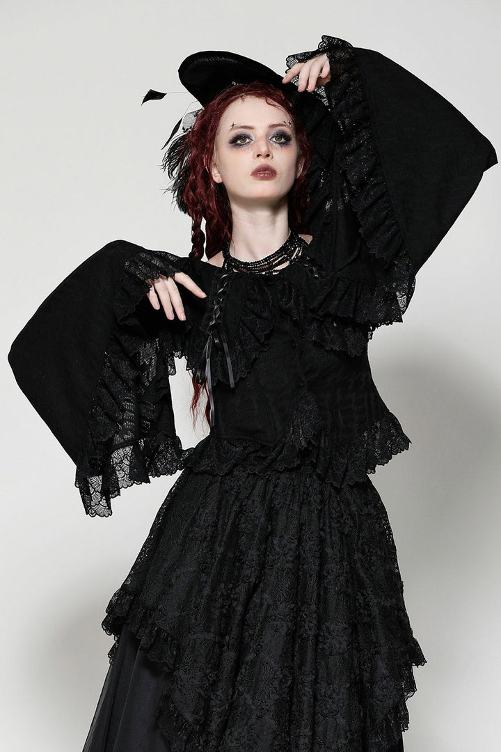 womens flared sleeve gothic top