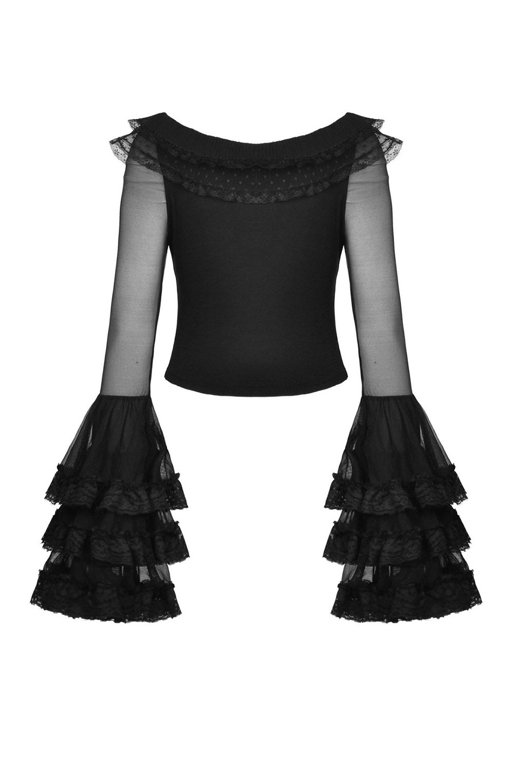 black dark whimsigoth long sleeve lace top