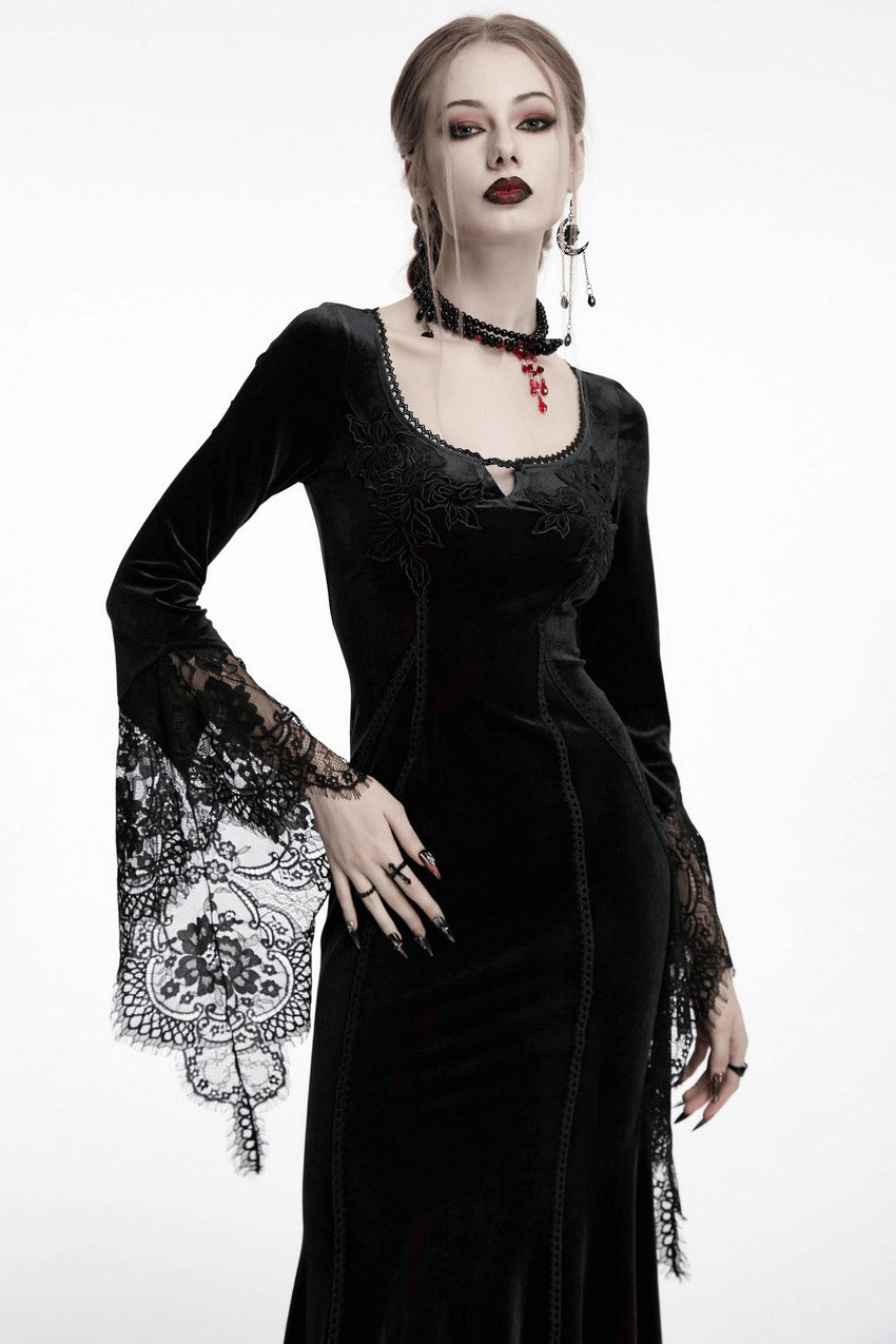 lace sleeve gothic gown