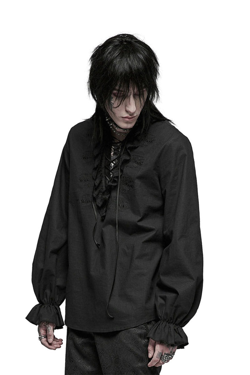 victorian mens cotton ruffled shirt