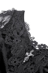 lace-up long sleeve black lace gothic dress by dark in love