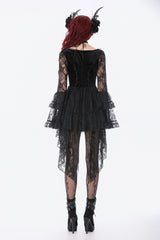 dark fantasy long sleeve black lace gothic dress