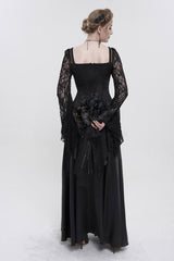 black chiffon gothic wedding dress