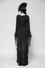 lace dress with asymmetric hem and leg slit