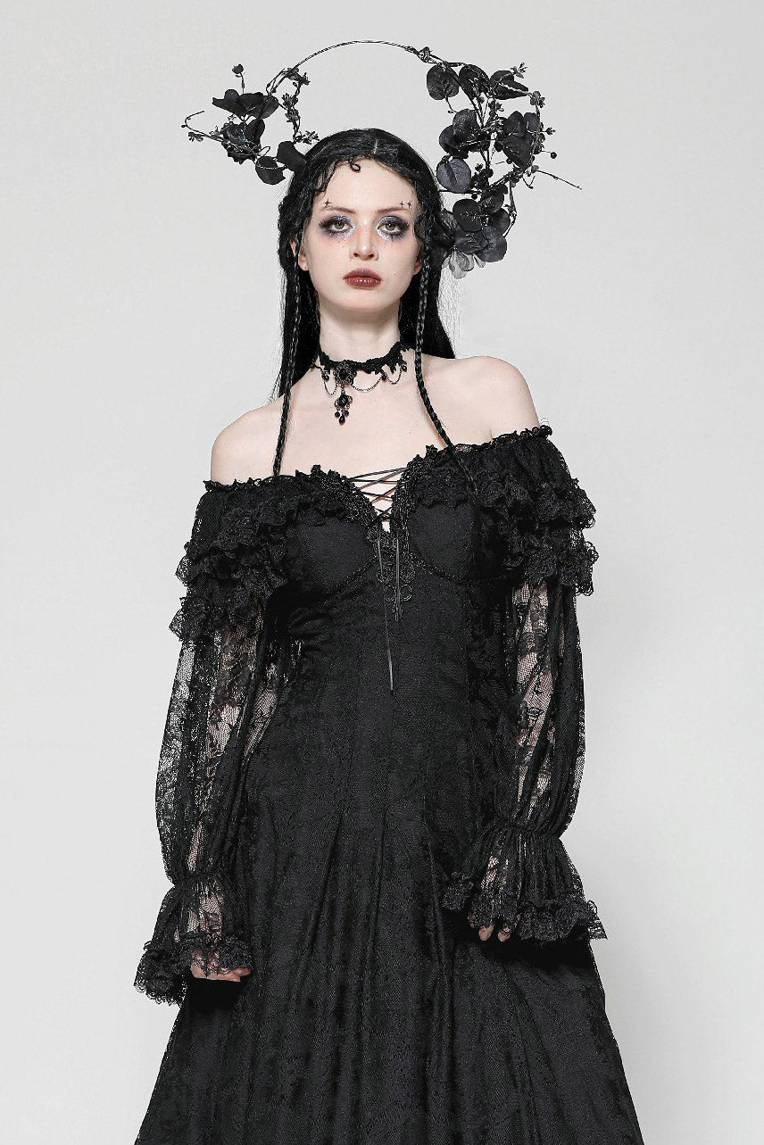 womens balloon sleeve goth gown