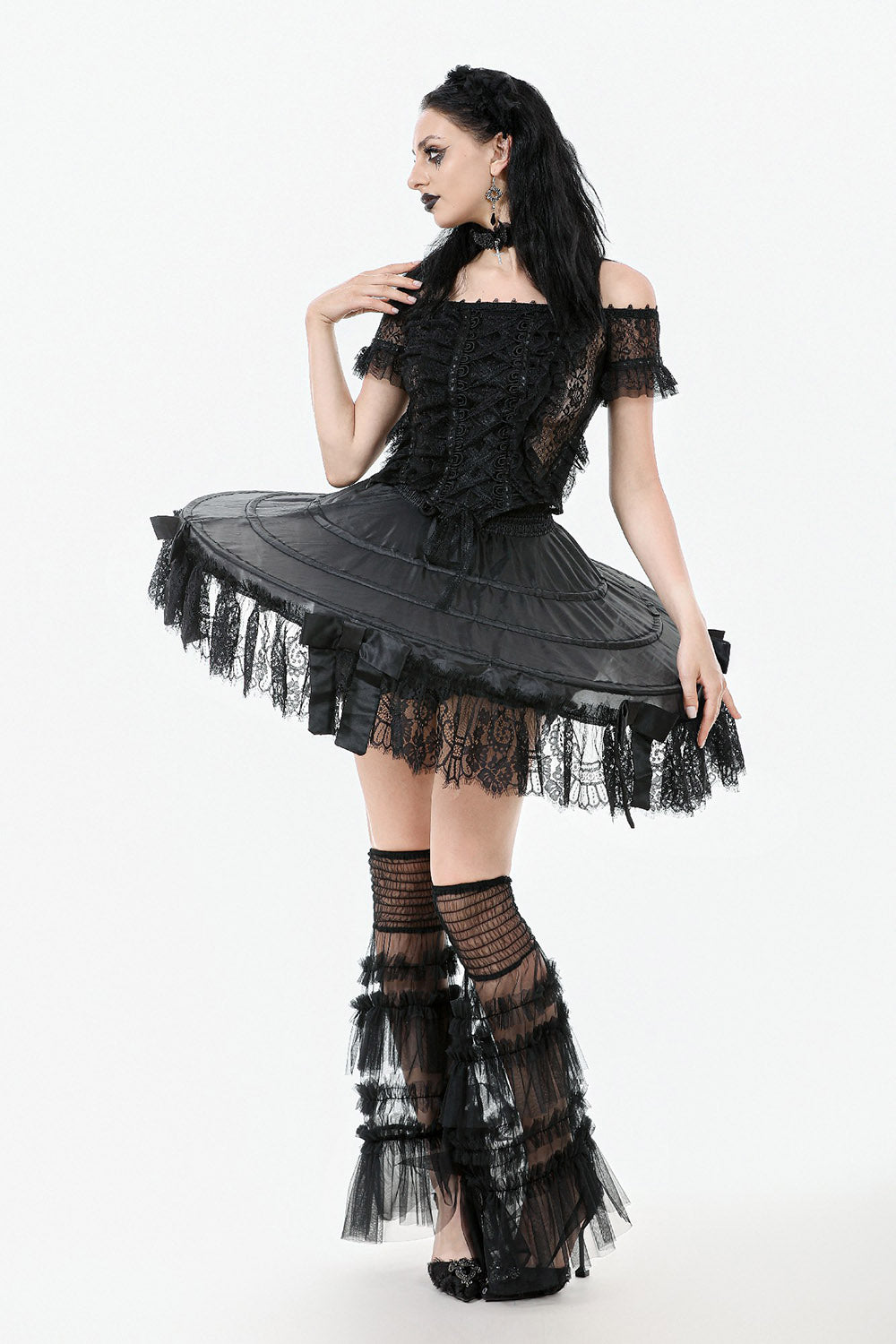 womens black dark lolita short skirt 