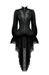womens high collar lace peplum hem long gothic victorian jacket