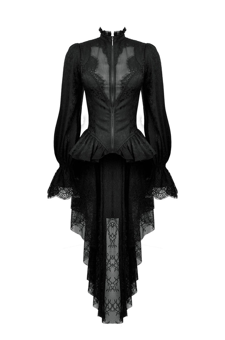 womens high collar lace peplum hem long gothic victorian jacket