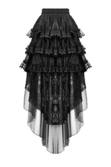 spooky sweet black tiered lace ruffle skirt