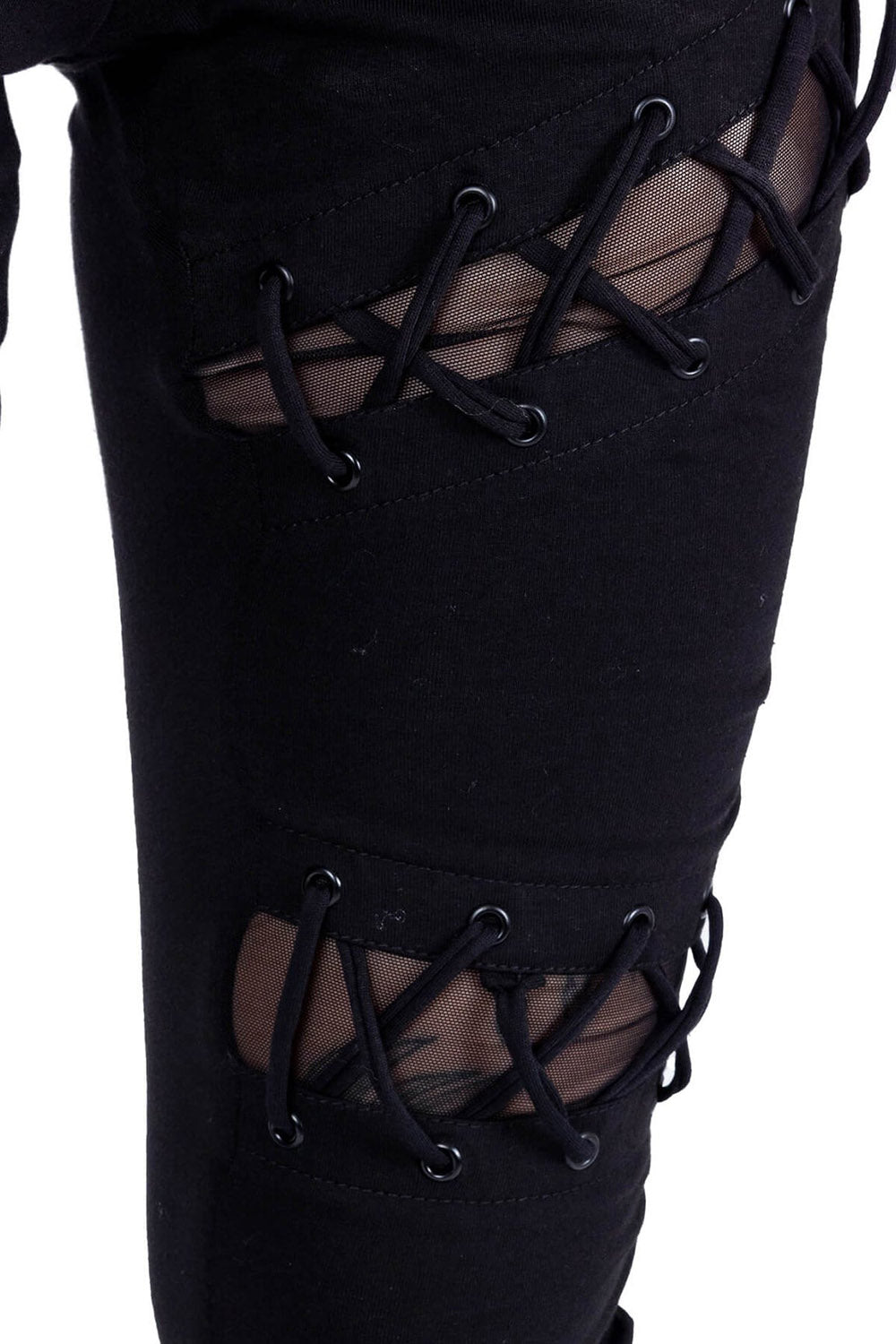 emo cut out laced up leggings