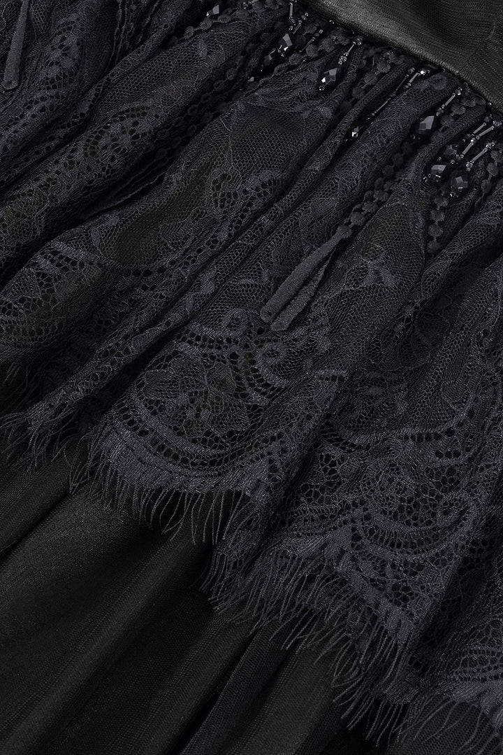 black lace ruffled vampire goth cloak