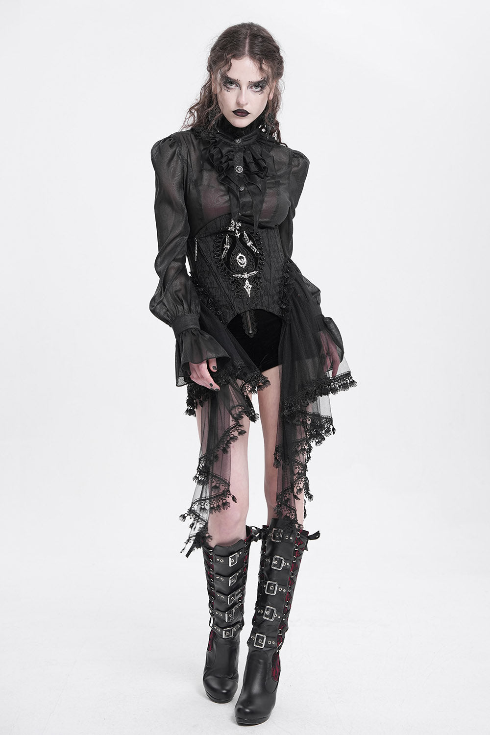 goth belt with mesh tail