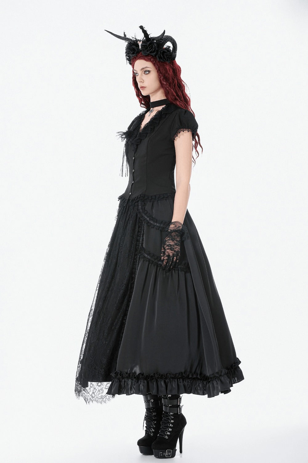 victorian long layered gothic maxi skirt