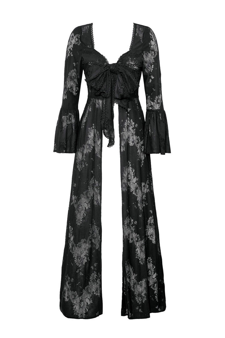 floral lace whimsigoth cardigan robe with front bow