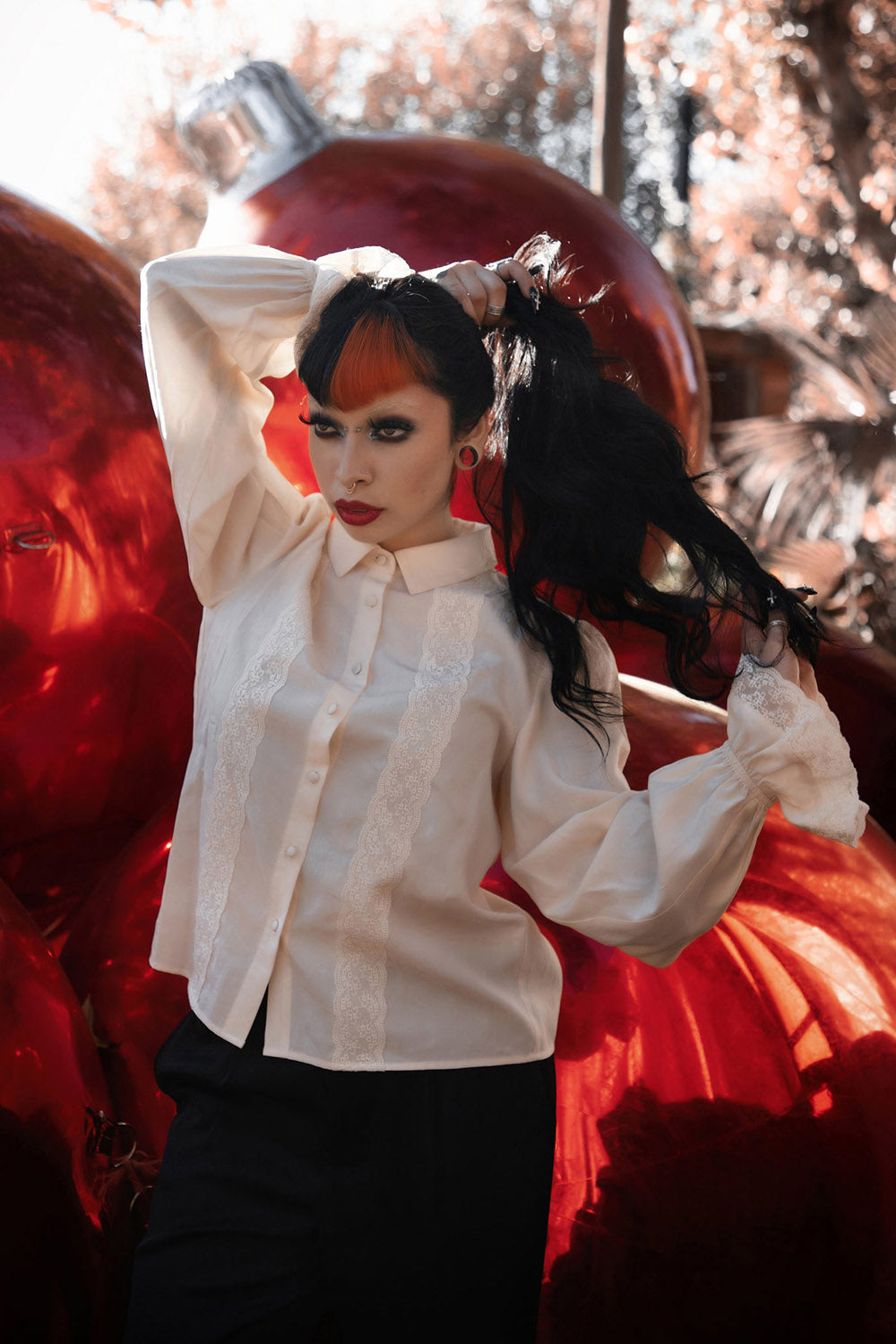billowy white pirate top for women