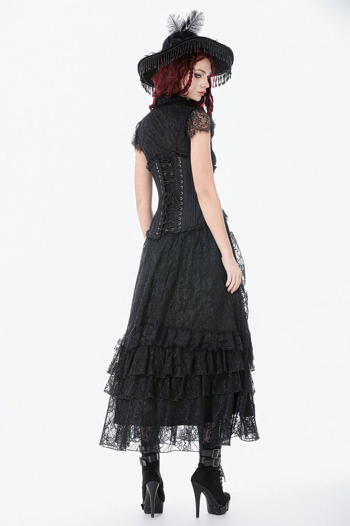 high waisted long maxi black lace gothic skirt