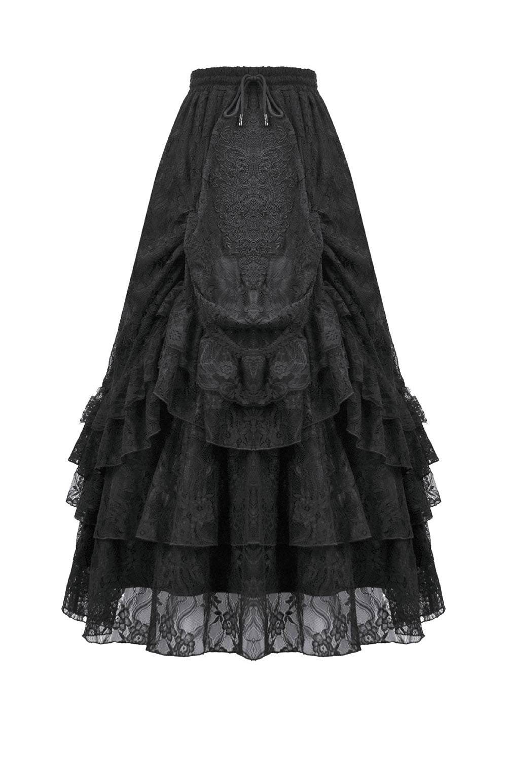 layered long maxi black lace gothic skirt