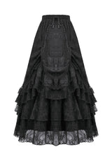 layered long maxi black lace gothic skirt