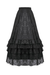 victorian long maxi black lace gothic skirt