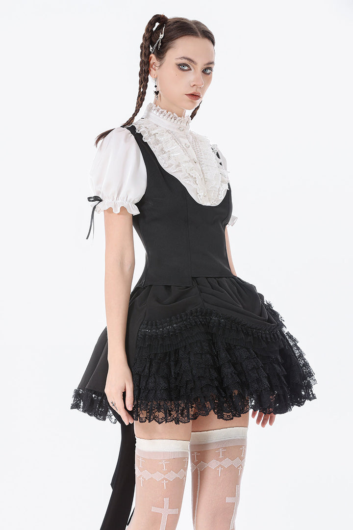 womens ruffled skirt with attached train in the back