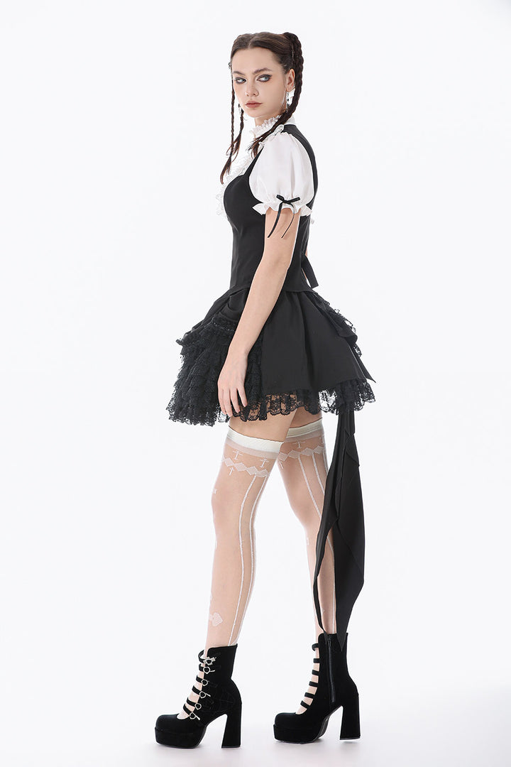 skirt with attached train in the back