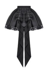 womens draped layered ruffled skirt with attached train in the back