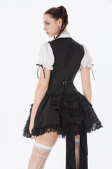 layered skirt with attached train in the back