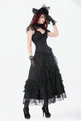 dark lolita black lace gothic skirt