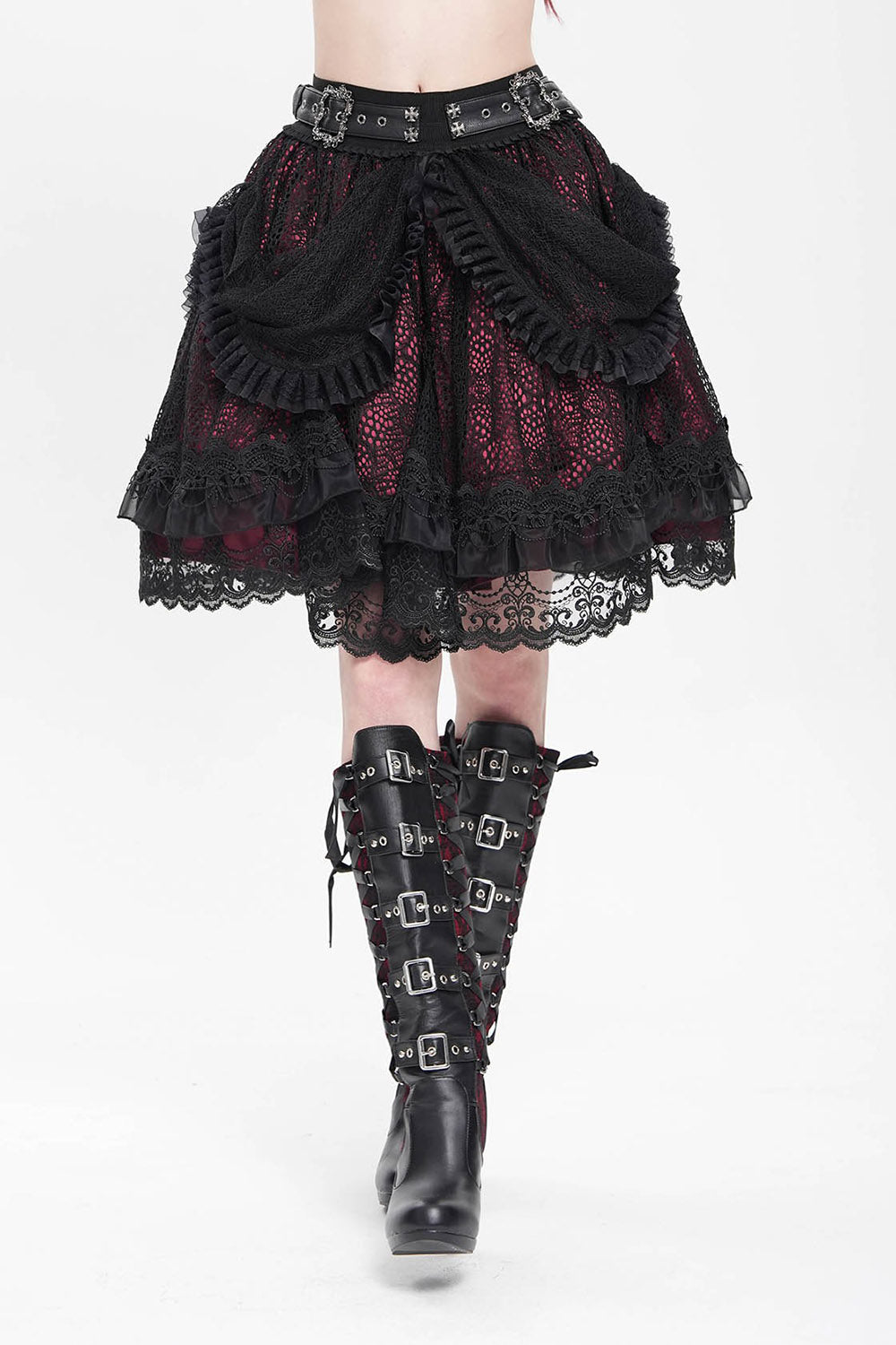 womens vintage red and black skirt