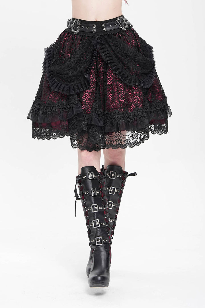 womens vintage red and black skirt