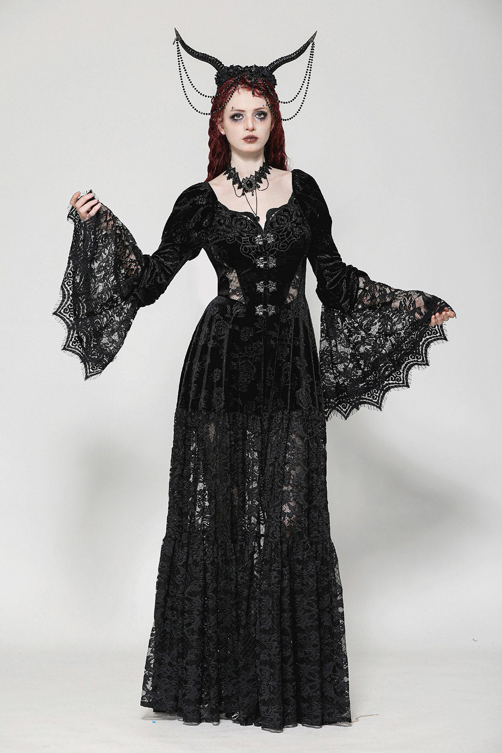 dark princess puffed shoulder gothic gown